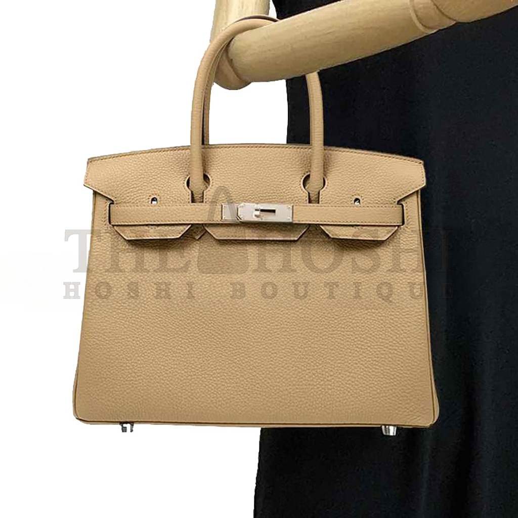 H**me5 BIRKIN 30 TOGO LEATHER MILK TEA COLOR SILVER BUCKLE BAG BK308QTGSS (30*23*15cm) Master Quality